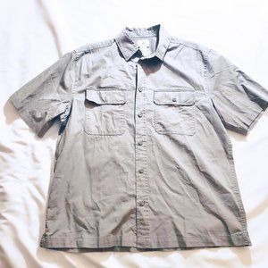 H&M Men's Gray Relaxed Fit Button Down Short Sleeve Shirt